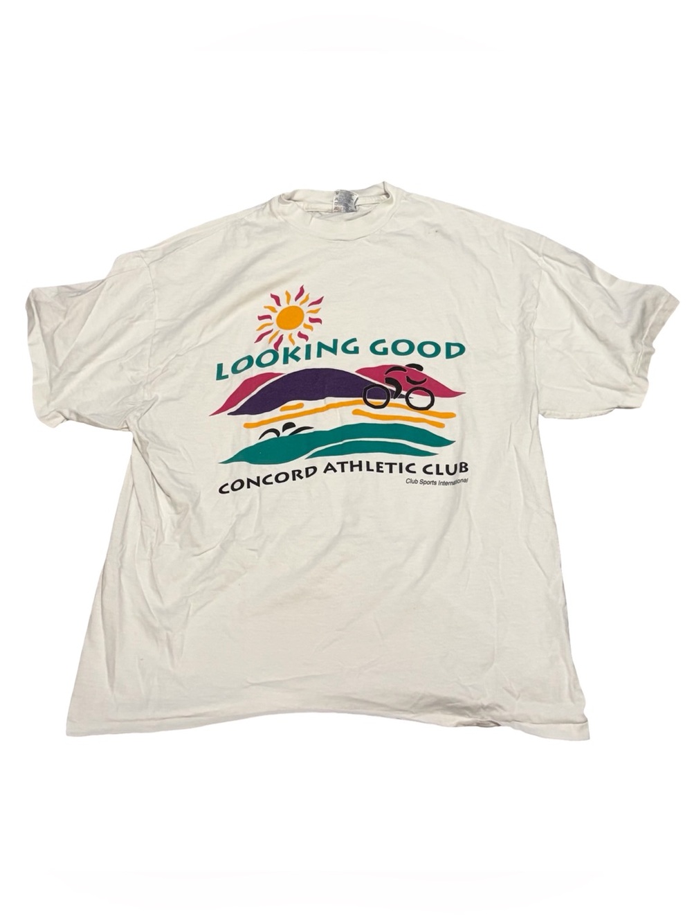 Hanes BEEFY TEE White GRAPHIC VINTAGE Crewneck T-Shirt X LARGE